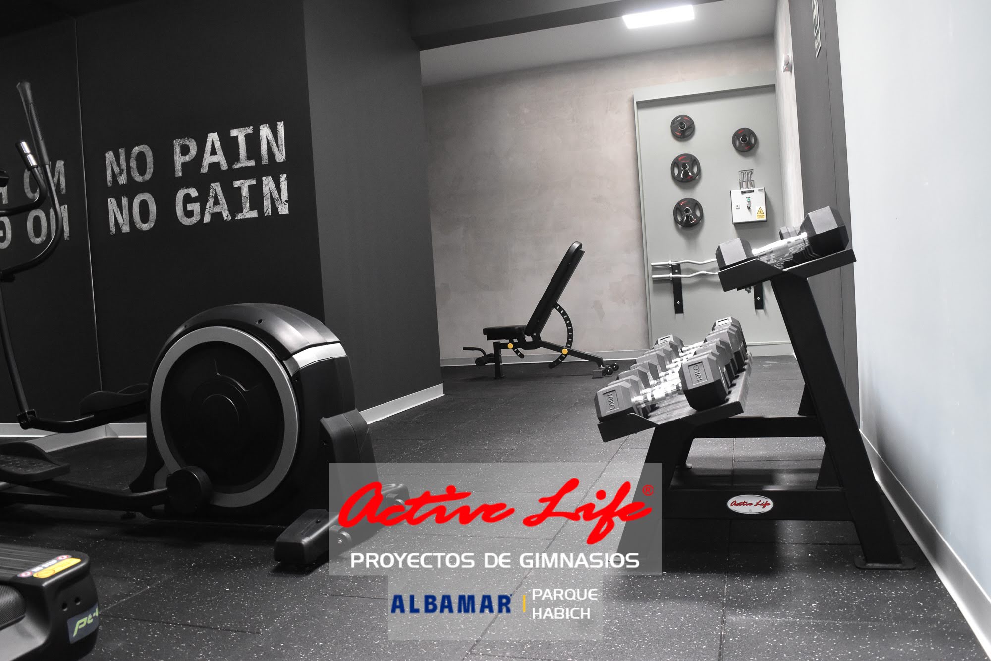 Proyecto de gimnasio Albamar - activelife - matrix - cardio - trotadoras - elipticas - maquinas de gimnasio para hoteles y condominios, barras mancuernas y equipos de hogar
