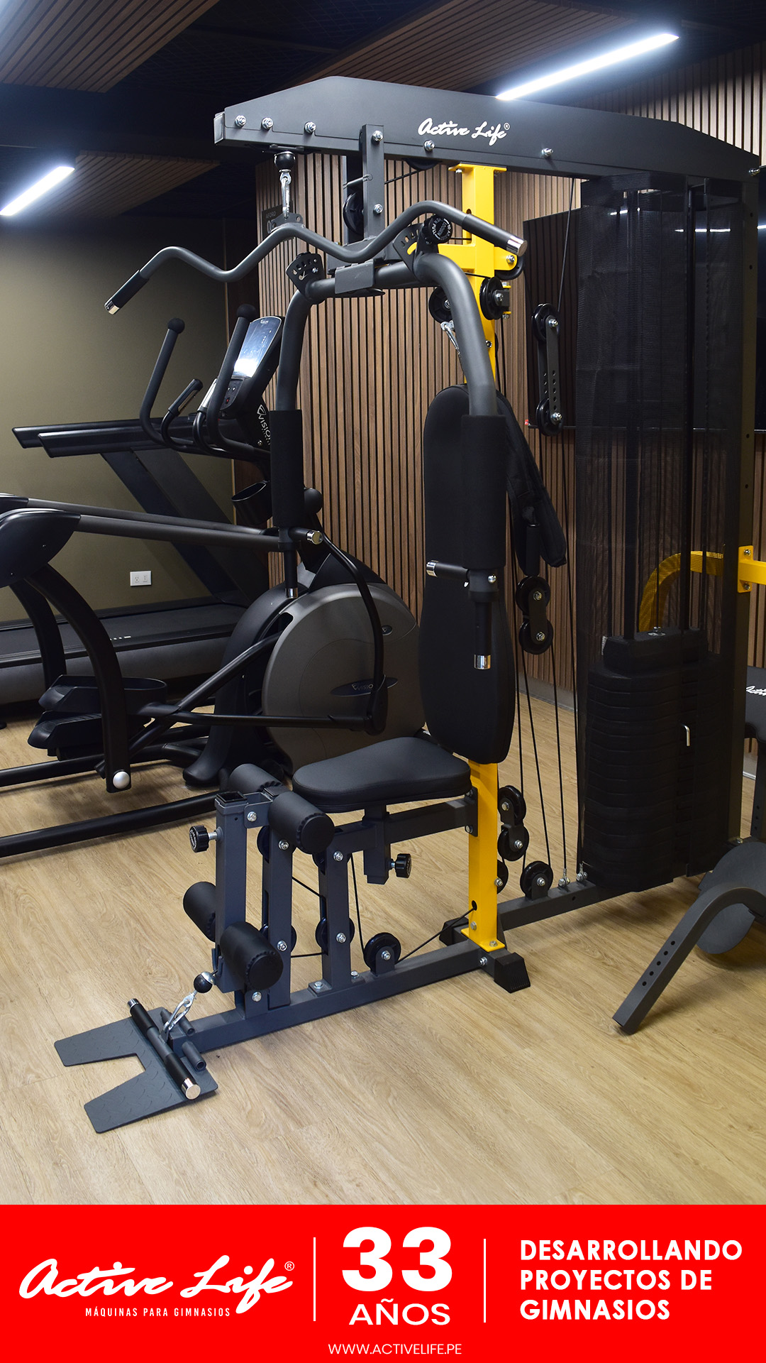 Maquinas de gimnasio Activelife - implementacion de gimnasios en condominion, maquina de pecho, piernas, trotadoras, elipticas, mini gimnasios
