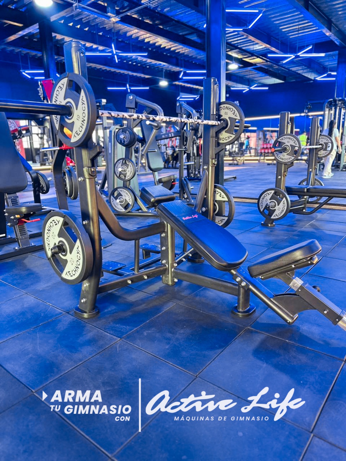 Activelife Maquinas de gimnasio - Proyectos Titan Gym - Maquinas para pecho, piernas, gluteos, hombros, banco regulable, mancuernas.