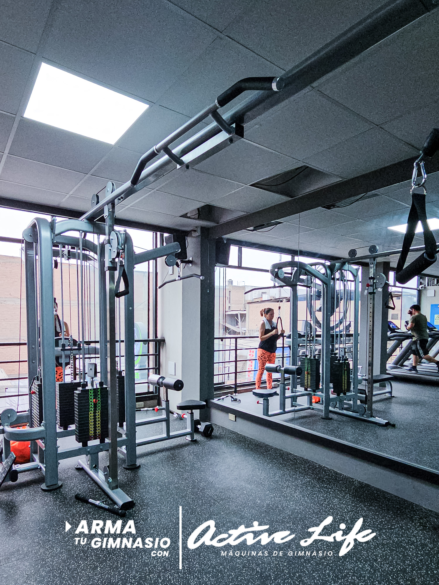 Maquinas de gimnasio activelife. Piso de caucho, maquinas para musculacion, cardio, peso libre, entrega inmediata, Polea, crossover